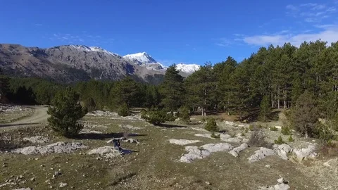 Mountain snow view drone fly, TAURUS Stock Footage 108488887