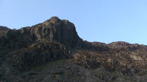 Mountain in Snowdonia at sunset Stock Footage 33846018