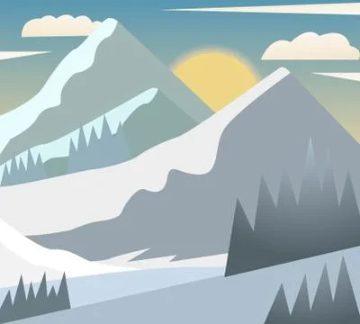 Mountain snowing Stock Illustration