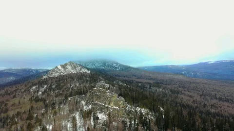 Mountain of the Southern Urals Raspberry No. 1, November, aerial photography Video stock 120256514