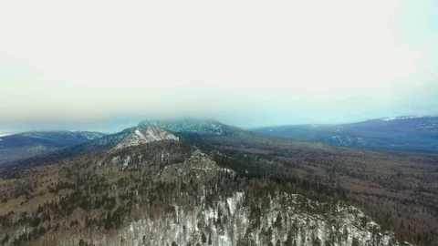 Mountain of the Southern Urals Raspberry No. 1, November, aerial photography Video stock 120256607