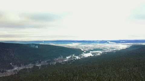 Mountain of the Southern Urals Raspberry No. 1, November, aerial photography Video stock 120256959