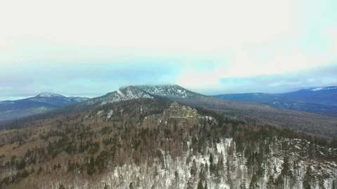 Mountain of the Southern Urals Raspberry No. 1, November, aerial photography Video stock 120257062