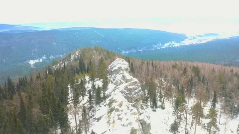 Mountain of the Southern Urals Raspberry No. 1, November, aerial photography Video stock 120257095