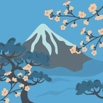 Mountain spring illustration Stock Illustration