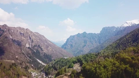 Mountain spring landscape aerial view from 4k drone Video stock 88934761