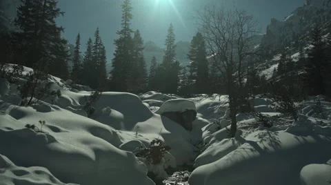 Mountain Spring in Snow High Peaks Stock Footage 59775809