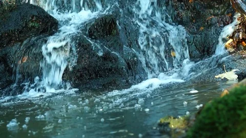 Mountain spring water stream view. Video stock 125715816