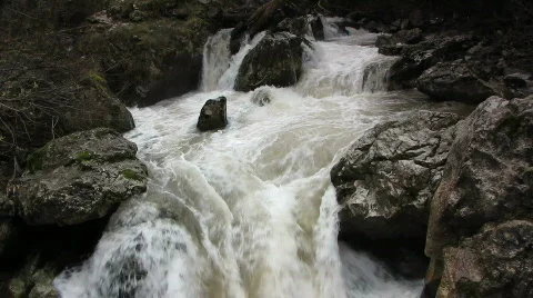 Mountain spring waterfall Stock Footage
