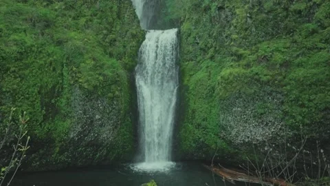 Mountain Spring Waterfall Surrounded by Lush Trees – Scenic Nature View Video stock 315098546