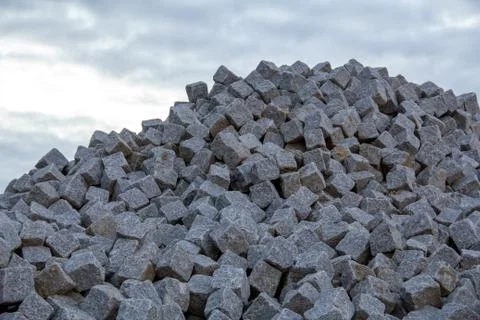 A mountain of square cobblestones Stock Photos