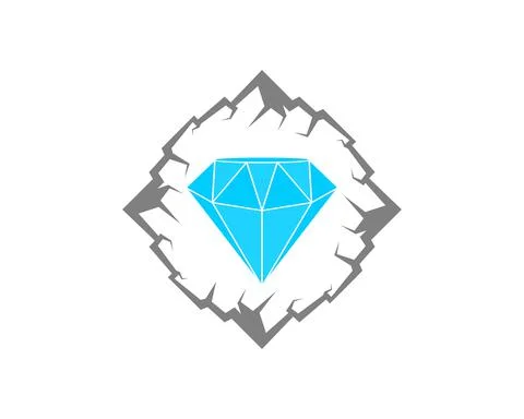 Mountain square with diamond gem inside Illustrazione stock