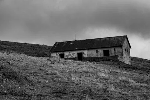 Mountain stable bnw Stock Photos