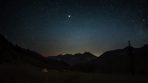Mountain with stars Stock Footage 114780722