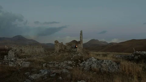 Mountain Stone Hut Stock Footage 75174158