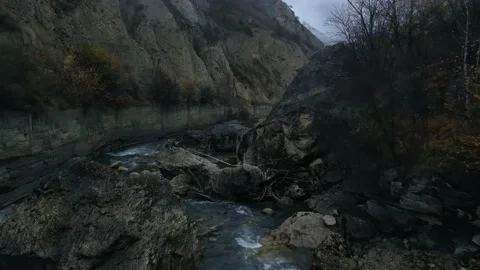 The mountain stormy river rushes forward Stock Footage 169187658
