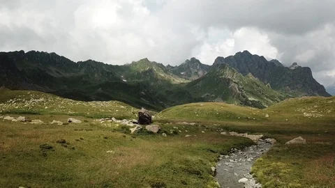 Mountain Stream Aerial View Stock-Footage 112414511