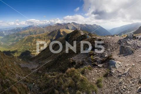 Mountain stream and small cascade in Tatras Stock Photos