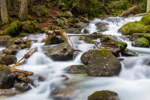 Mountain stream autumn Stock Photos