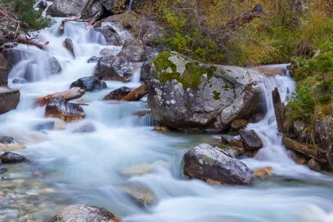 Mountain stream autumn Stock Photos