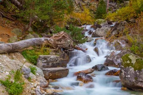 Mountain stream autumn Stock Photos