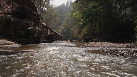 Mountain stream background at Chiang Mai Thailand. Stockbeeldmateriaal 124814009