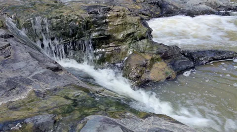 Mountain stream between stones. Little rapids. Stock Footage 57600301