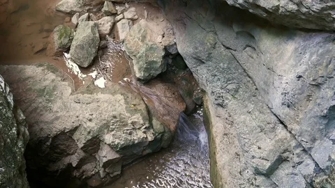 Mountain stream in the bottom of a gorge Stock Footage 81537708