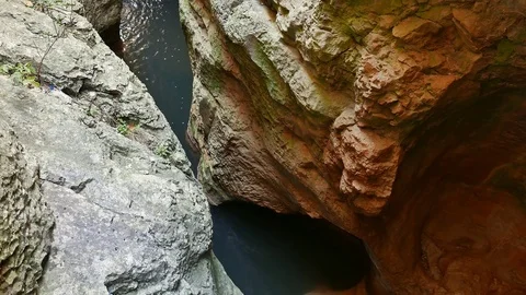Mountain stream in the bottom of a gorge Stock-Footage 81537736