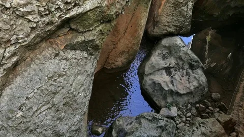 Mountain stream in the bottom of a gorge Stock Footage 81537766