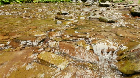 Mountain stream   close up panorama . 4K 3840x2160.  Stockbeeldmateriaal 53241674
