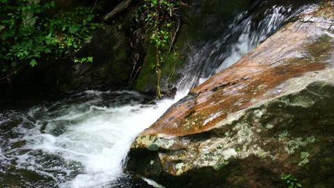 Mountain stream flowing over colorful rock Stock-Footage 309726348