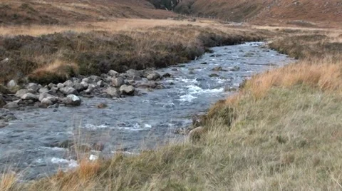 Mountain stream flowing past over rocks Stock Footage 44334612