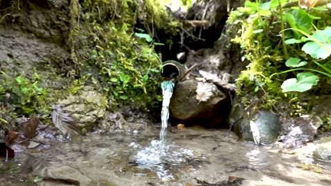 A mountain stream flowing through a pipe Stock Footage 242375474