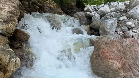 Mountain Stream Flows Over Rocks Stock Footage 278992719