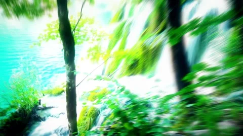 Mountain stream in the forest background blur Stock Footage 242072799
