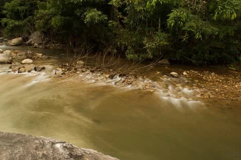 Mountain stream in the forest, long exposure picture Stock Photos