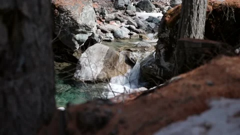 Mountain stream. Fresh flowing water. Slow motion 4K 库存影片 172249694