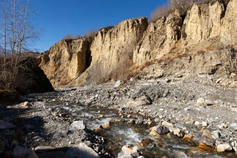 Mountain stream in the gorge Stock Photos