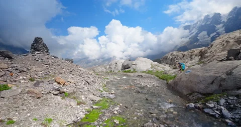 Mountain Stream Hiker Stock Footage 169901651