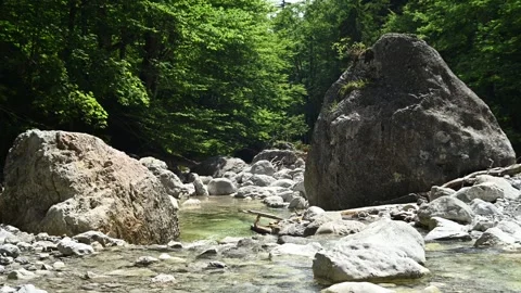 A mountain stream with huge rocks 스톡 동영상 260833378