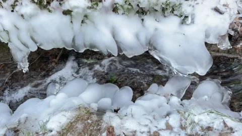 Mountain stream ice 스톡 동영상 147330524