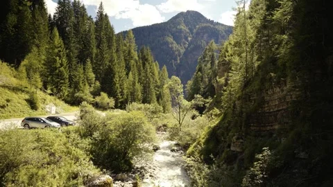 Mountain Stream with Massive Peak in Background, Dolomites Stock Footage 316820838