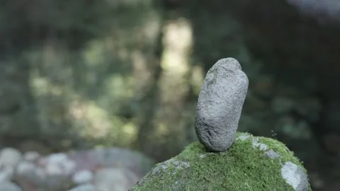Mountain stream, moss-covered rocks, flowing river water Stock Footage 324559994