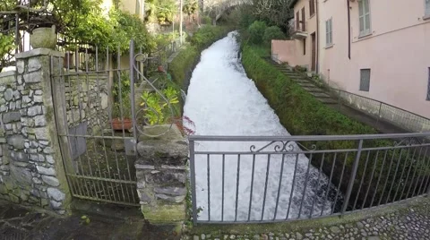 Mountain stream in mountain village Video stock 44276169