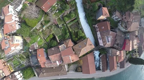 Mountain stream in mountain village seen from above Video stock 44275818