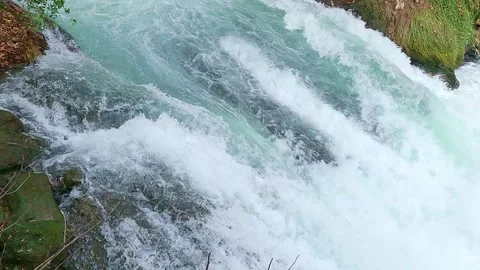 Mountain stream with rapid flow of water on river rapids Stock-Footage 246851257