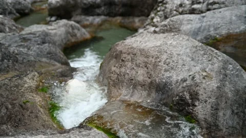 Mountain stream with rocks and natural pools Stock Footage 211452647