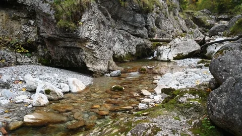 Mountain stream with rocks in autumn 스톡 동영상 260828086