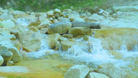 Mountain Stream Rushing Over Rocks | Relaxing Nature Sounds and Scenic View Stock Footage 286935306